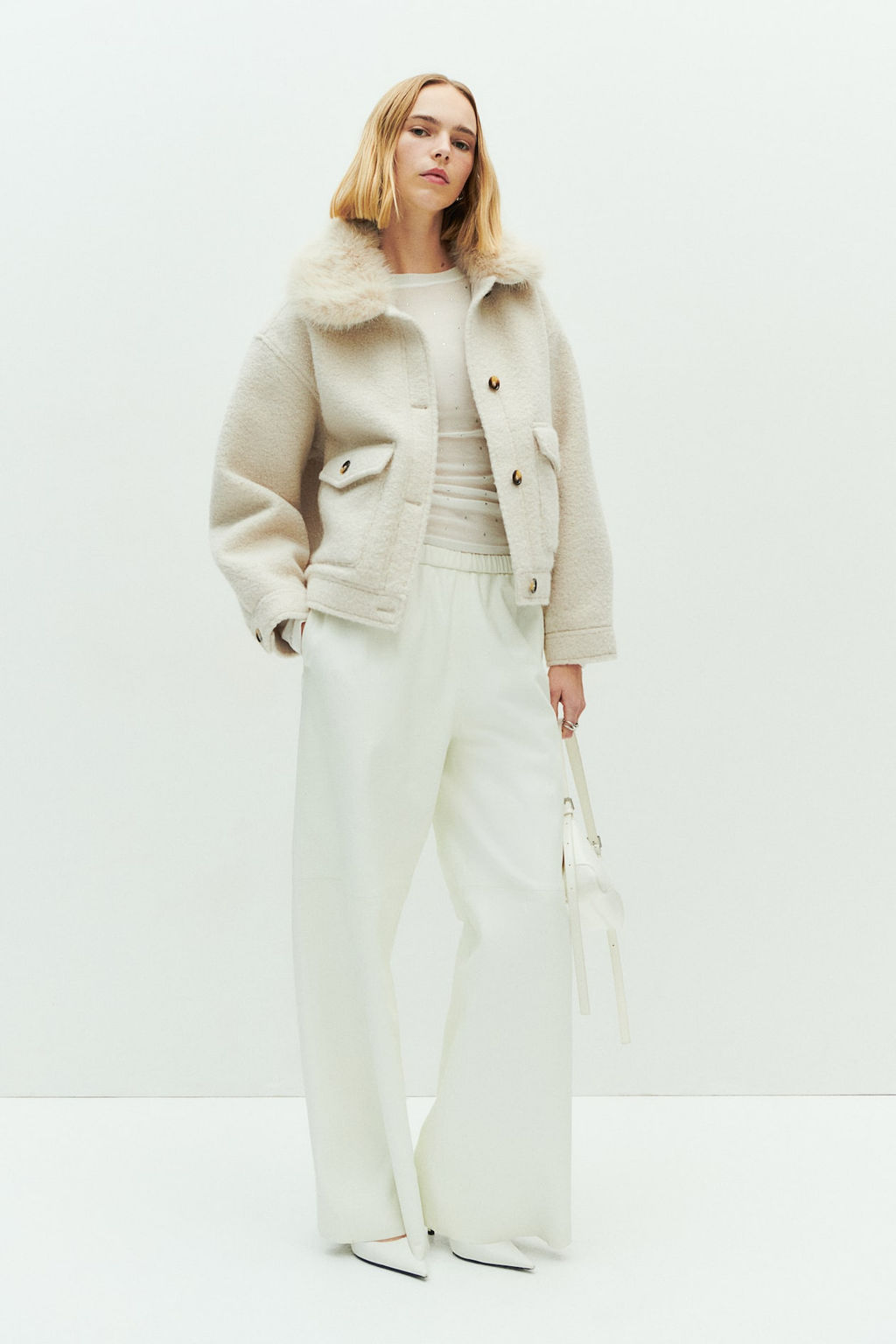 Cazadora de sarga con cuello efecto pelo - H&m фото 2