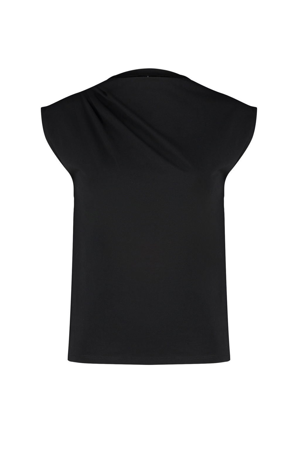 Siyah Kay?k Yaka S?f?r Kol Buzgulu Orme T-Shirt TWOSS24TS00051