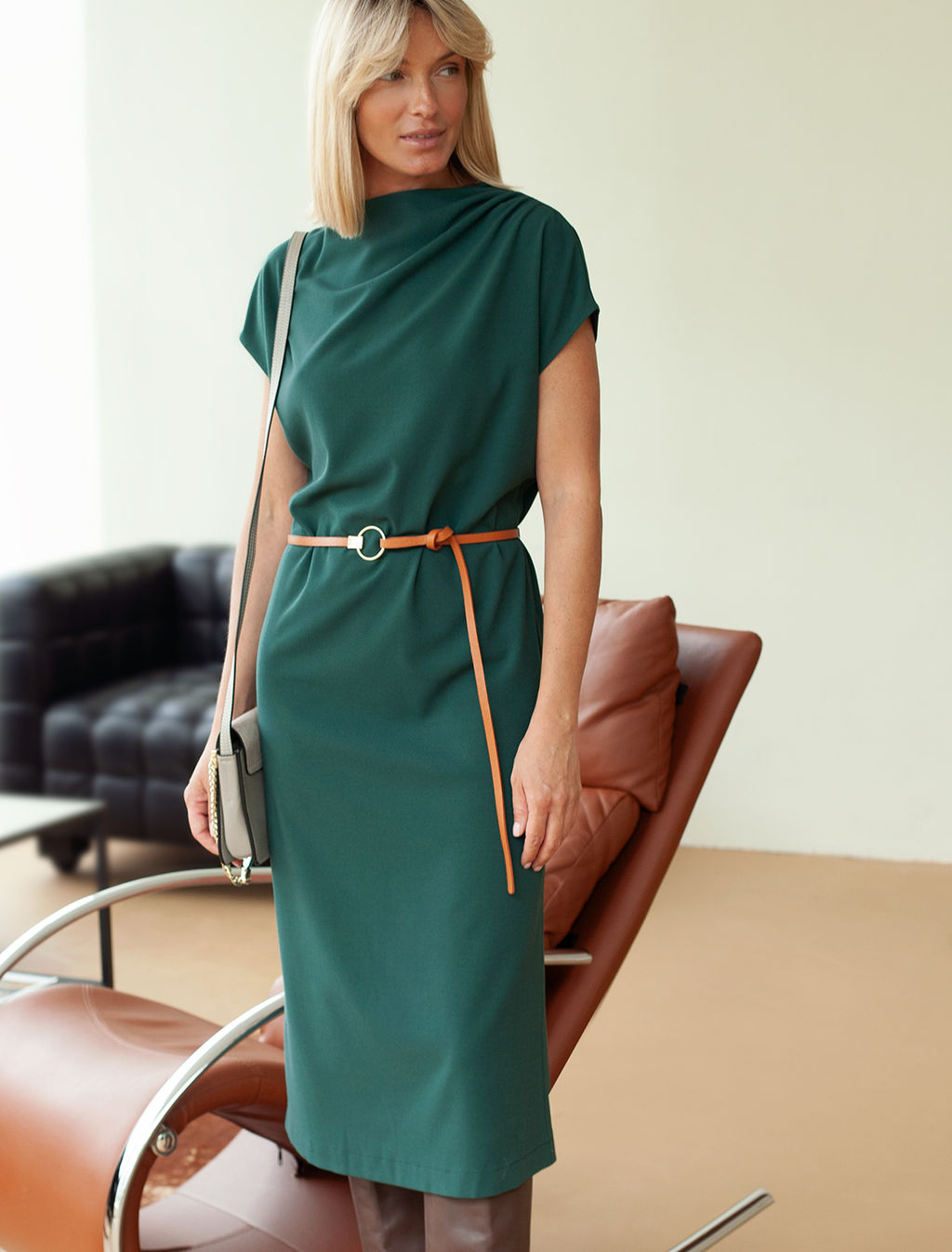 Платье Vilatte из эластичного крепа зеленый  фото 5