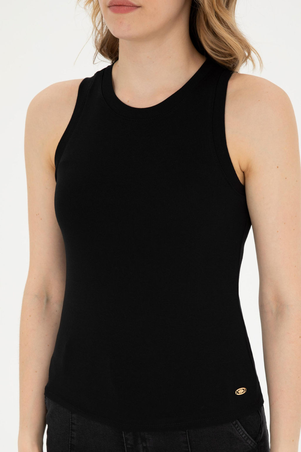 Женская черная базовая футболка без рукавов с круглым вырезом Неожиданная скидка в корзине - U.s. polo assn фото 6