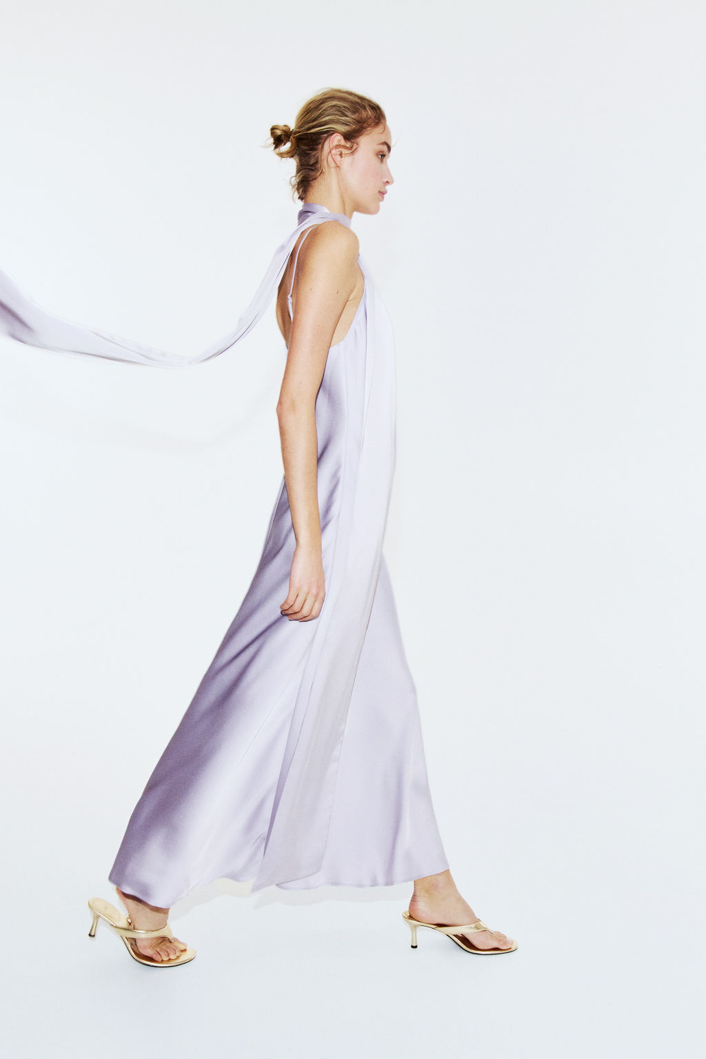 Vestido de sat?n con tirantes finos y fular - H&m фото 6