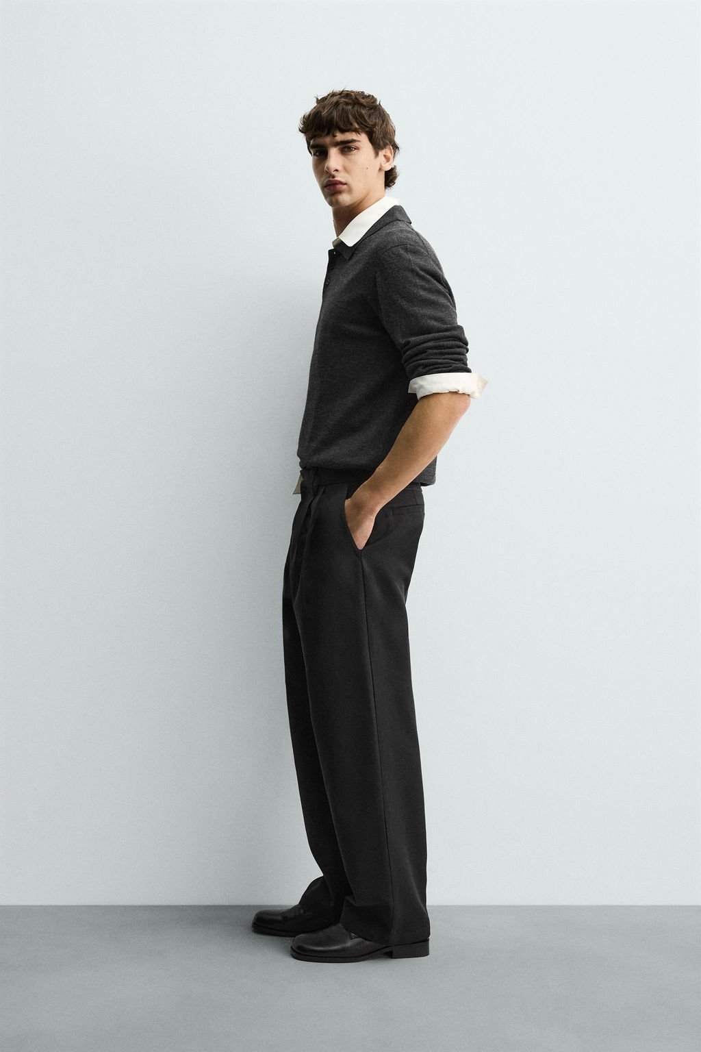 WIDE-LEG PLEATED TROUSERS - Zara фото 24