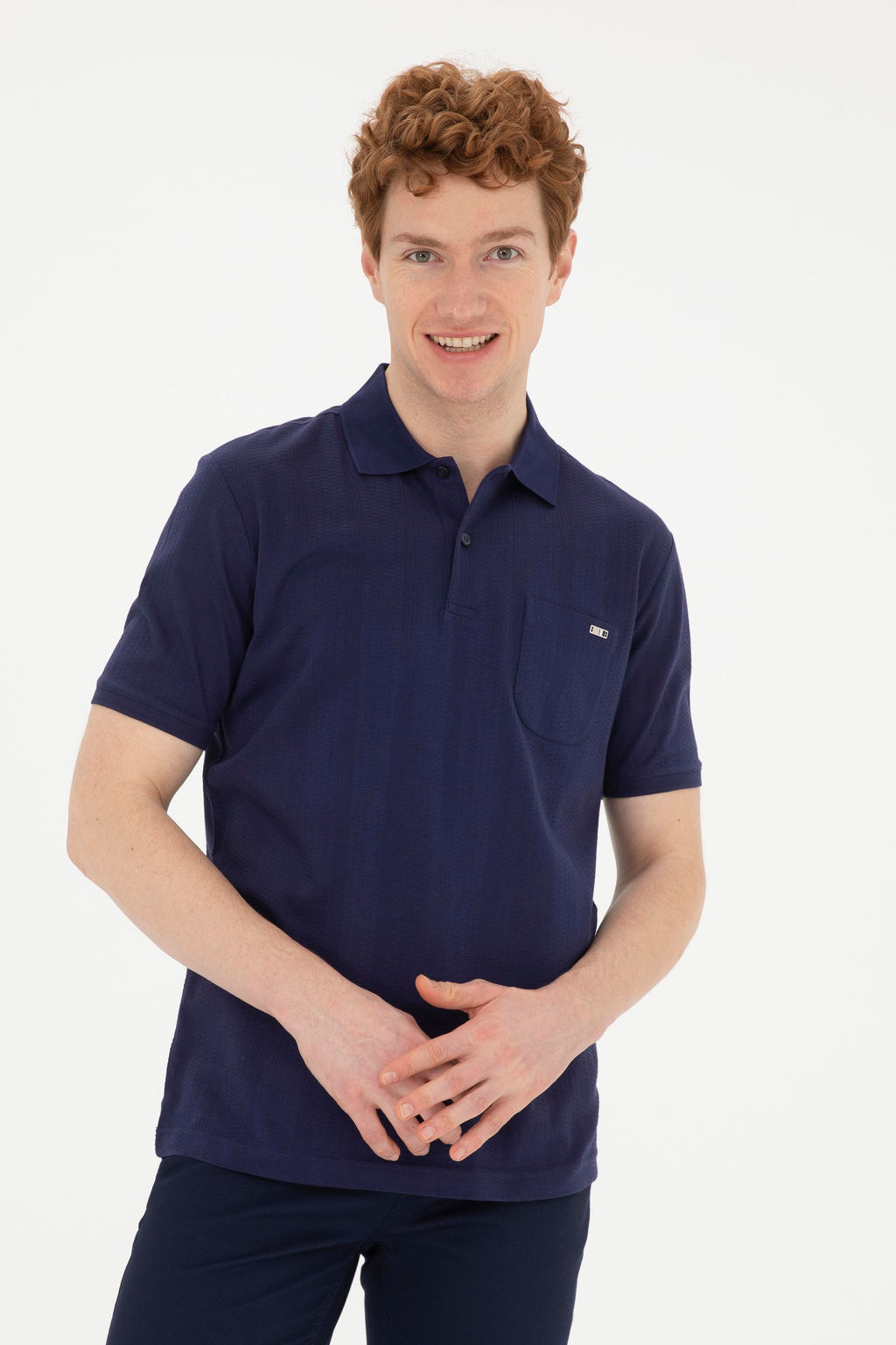 Мужская темно-синяя футболка с воротником-поло - U.s. polo assn фото 3