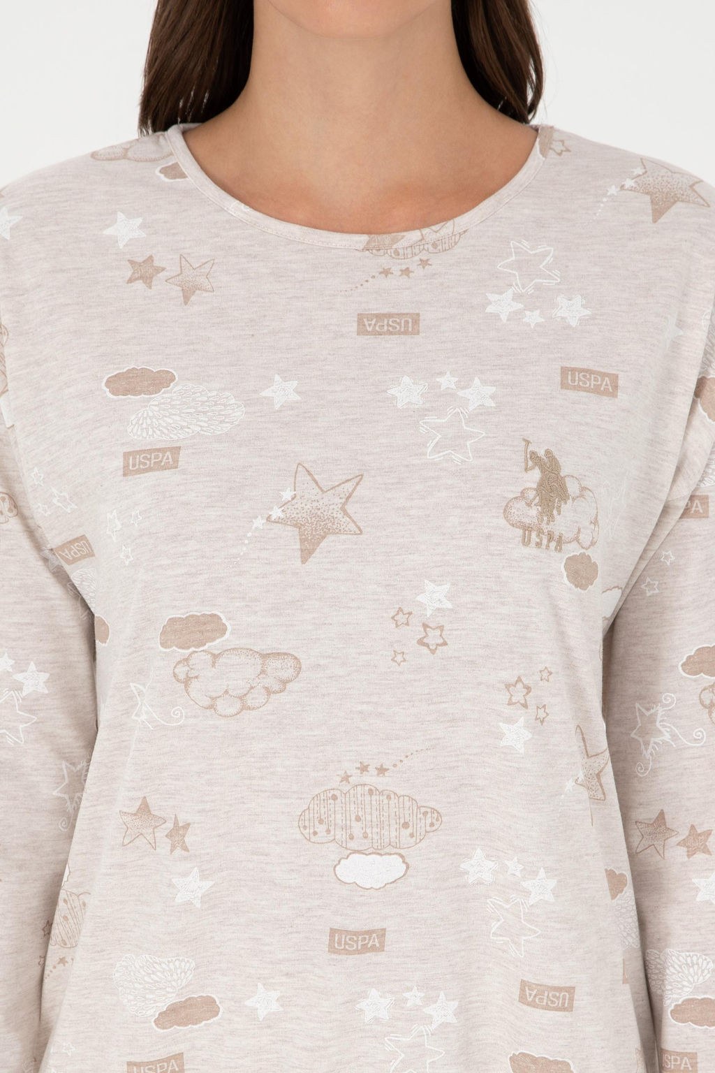 Женский бежевый пижамный комплект Неожиданная скидка в корзине - U.s. polo assn фото 6