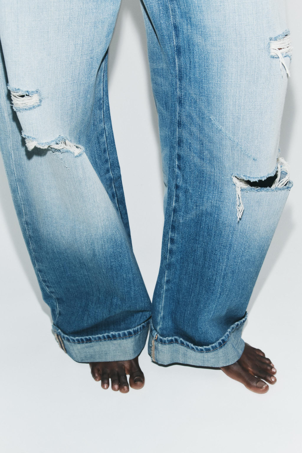 TRF RIPPED BAGGY FOLDED JEANS - Zara фото 16