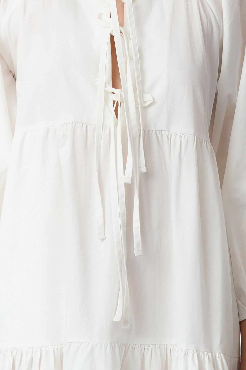 TRENDYOLMILLA Beyaz Rahat Kal?p Fiyonklu Midi Dokuma Elbise TWOAW25EL00329 фото 8