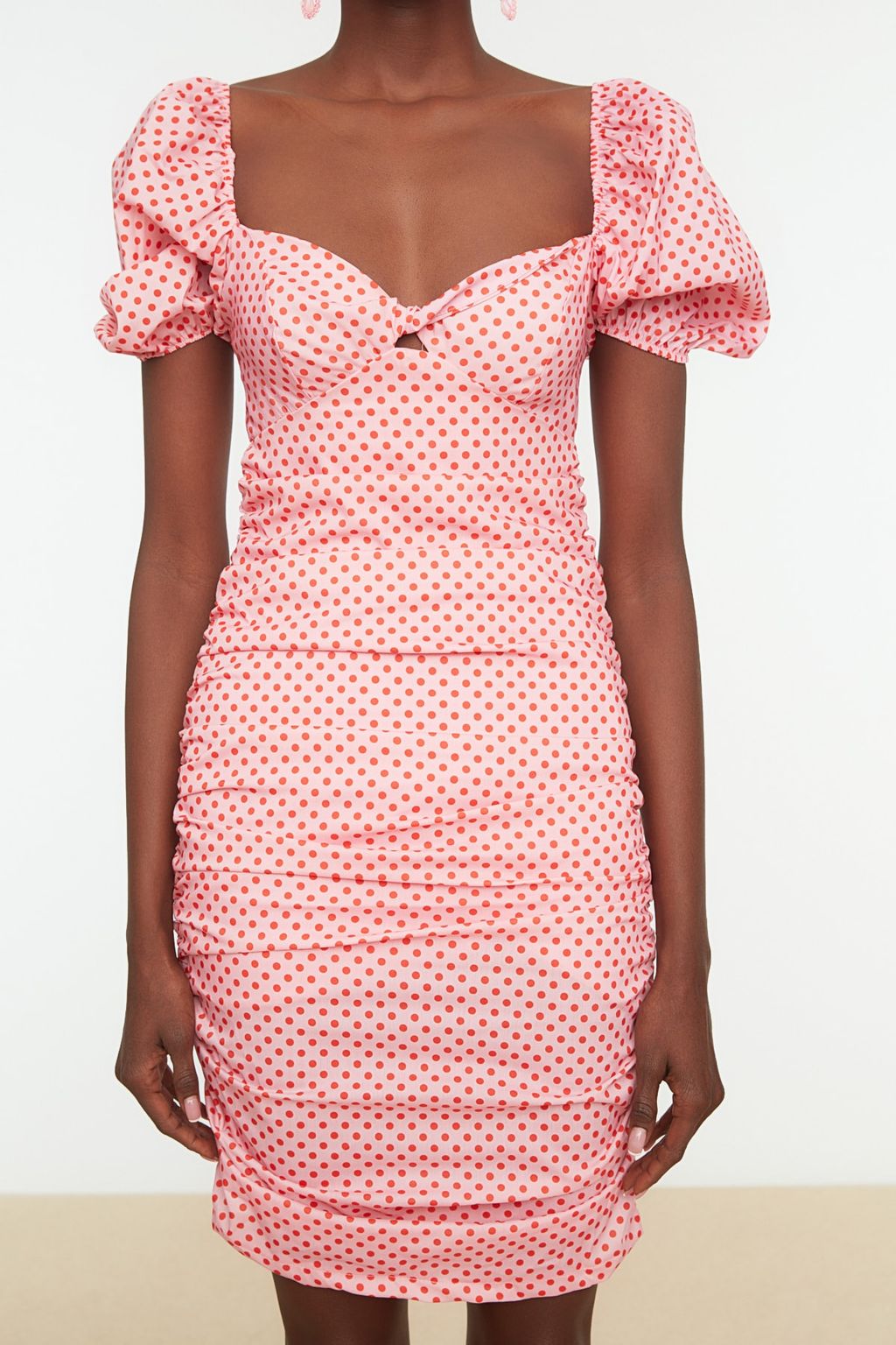 Cok Renkli Drapeli Dokuma K?sa S?k Abiye Elbise TPRSS21EL3376 - Trendyolmilla фото 3