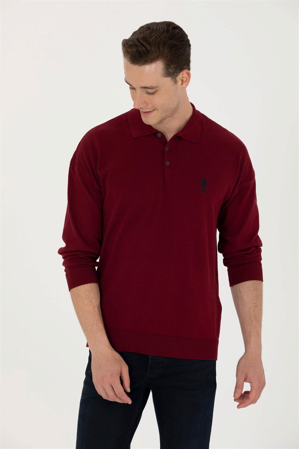 U. S. Polo Assn Мужской бордово-красный базовый свитер - U.s. polo assn фото 8