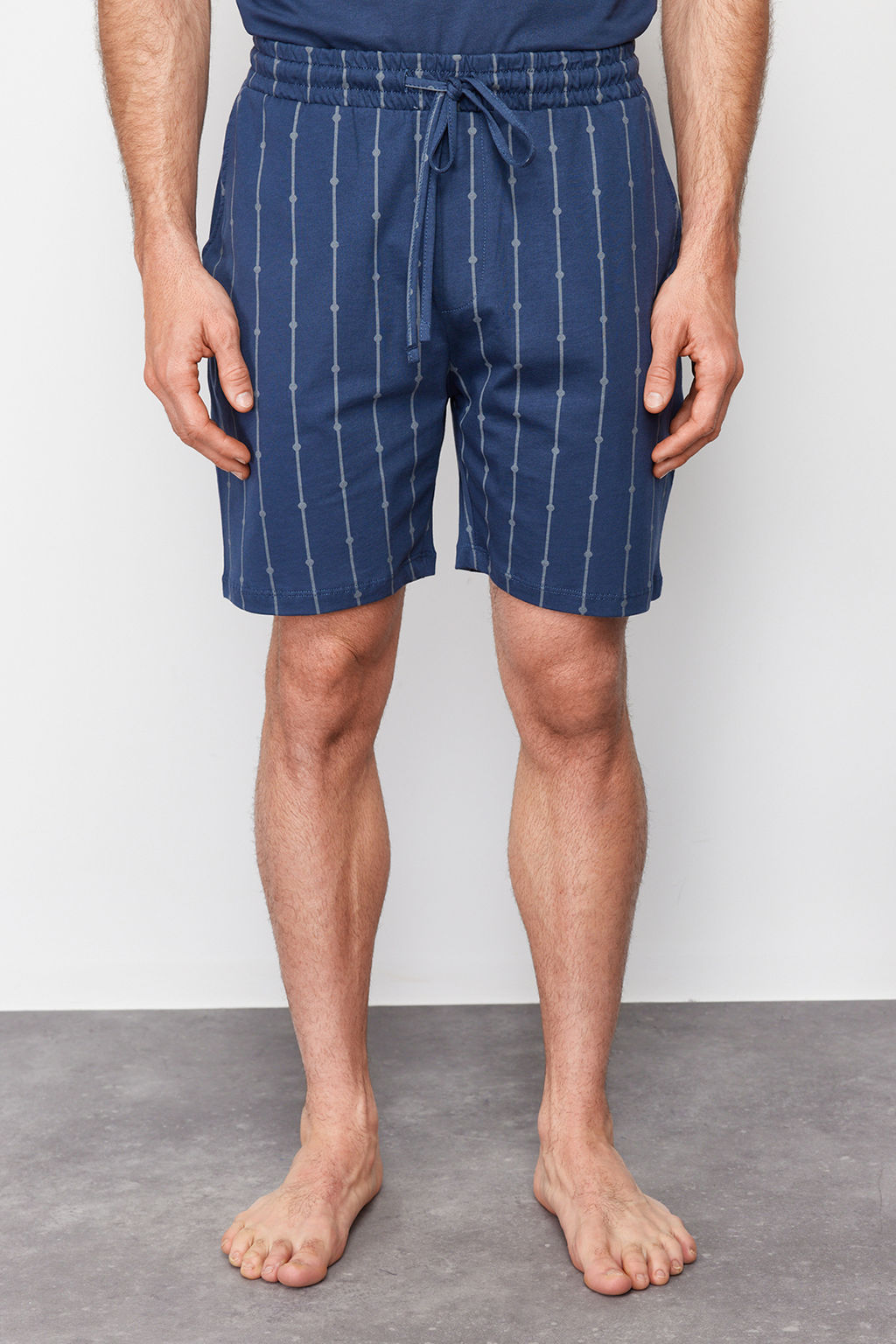 TRENDYOL MAN Lacivert Bask?l? Regular Fit Orme Sortlu Pijama Tak?m? TMNSS24PT00025 - Trendyolmilla фото 4