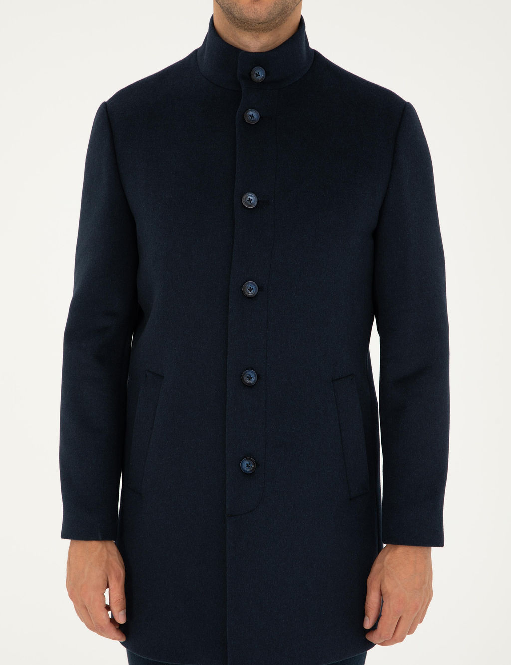 Lacivert Y_n Kar___ml_ Slim Fit Palto - Pierre cardin фото 7