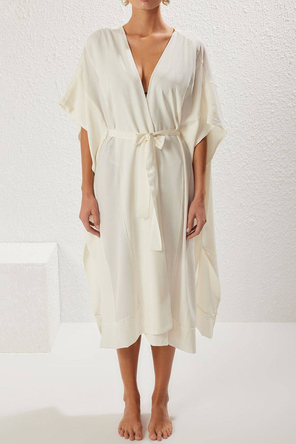 Haki Maxi Dokuma Kusakl? Derin Y?rtmacl? Plaj Kimono&Kaftan TBESS25KM00003 - Trendyolmilla фото 10