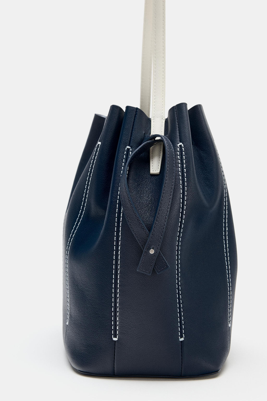 BOLSO DE HOMBRO PIEL COMBINADO / Azul Marino - Zara фото 7