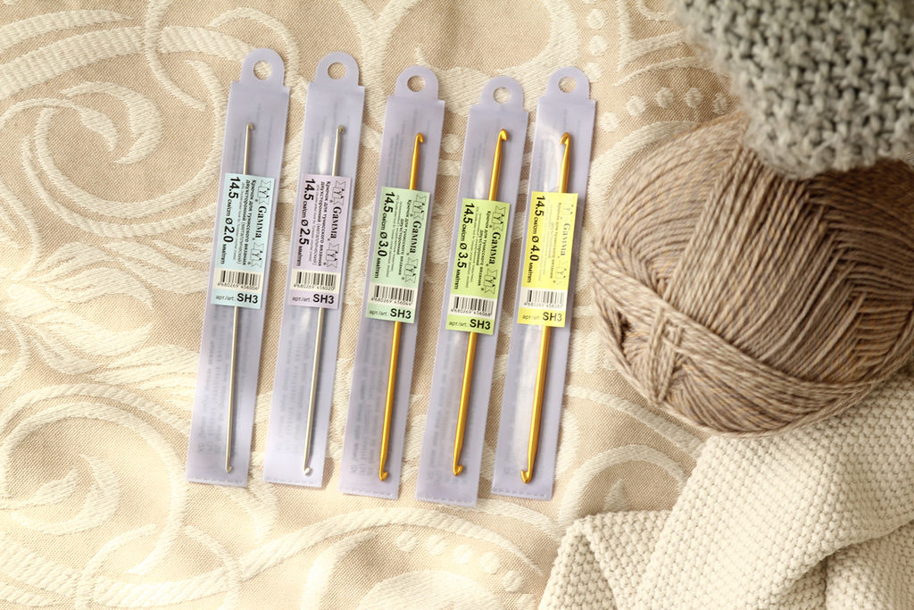 Для вязания Gamma SH3 крючок для тунис. вязания двухстор. алюминий d 5.0 мм 14.5 см в чехле  фото 6