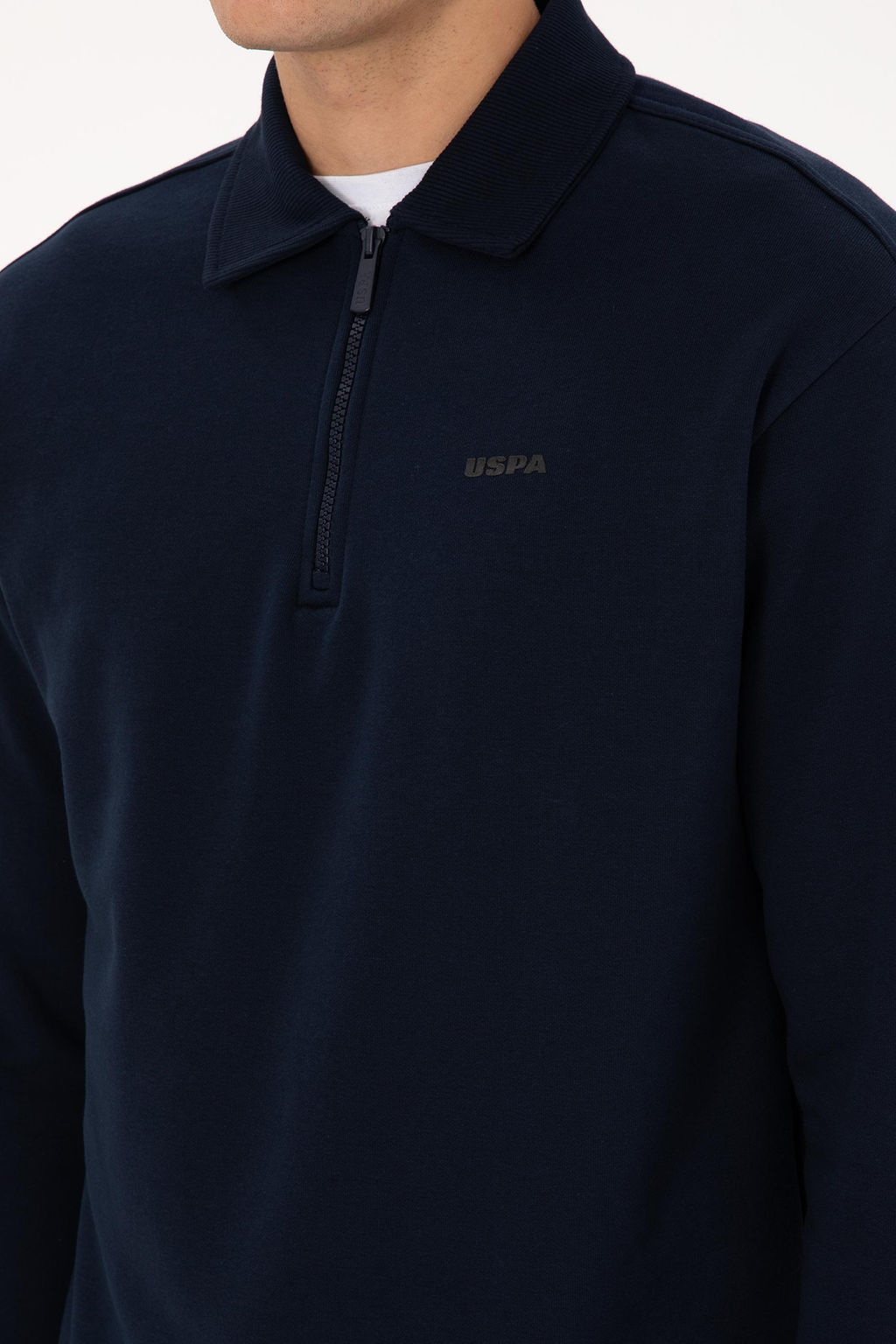 Erkek Regular Fit Yar_m Fermuarl_ Lacivert Basic Sweatshirt - U.s. polo assn фото 7