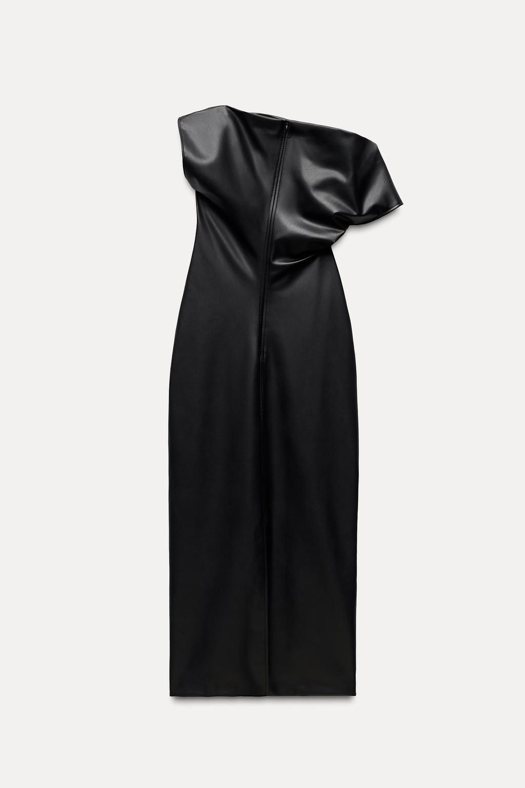 ZW COLLECTION DRAPED FAUX LEATHER DRESS - Zara фото 10