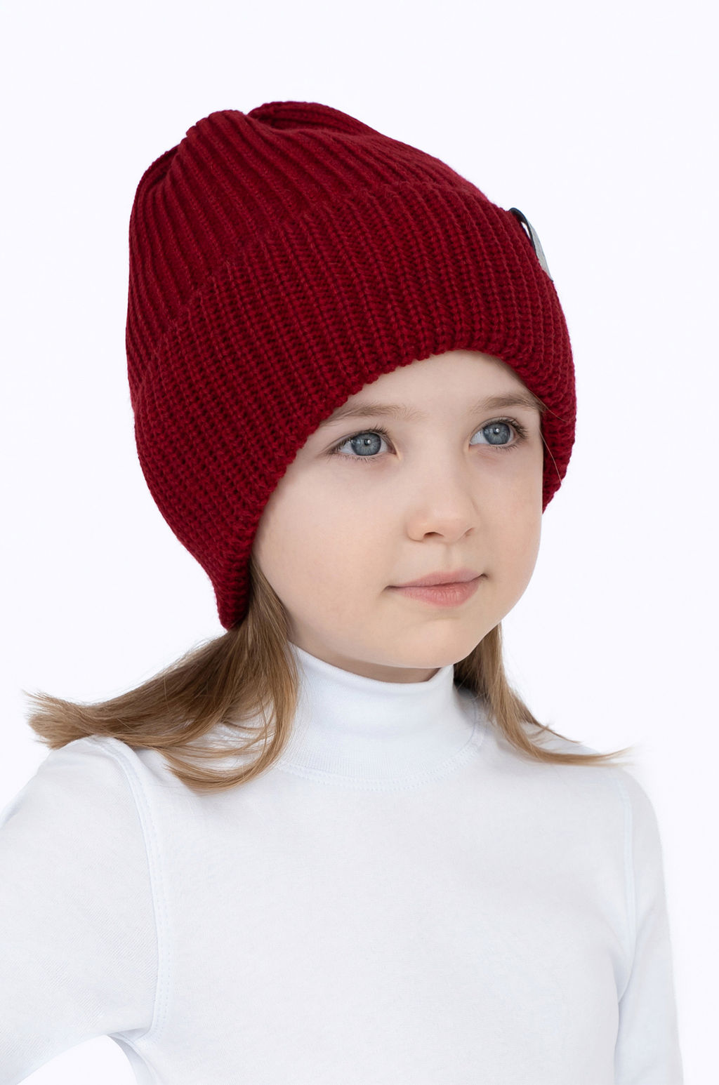 Шапка вязаная вишня Ш-113 (52-54)