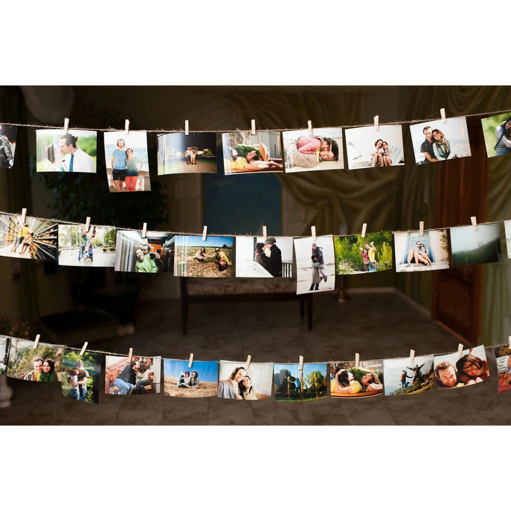 Цена за 6 шт. Набор для оформления "Натуральные прищепки" (10 прищепок 4,5 см, веревка 2м)