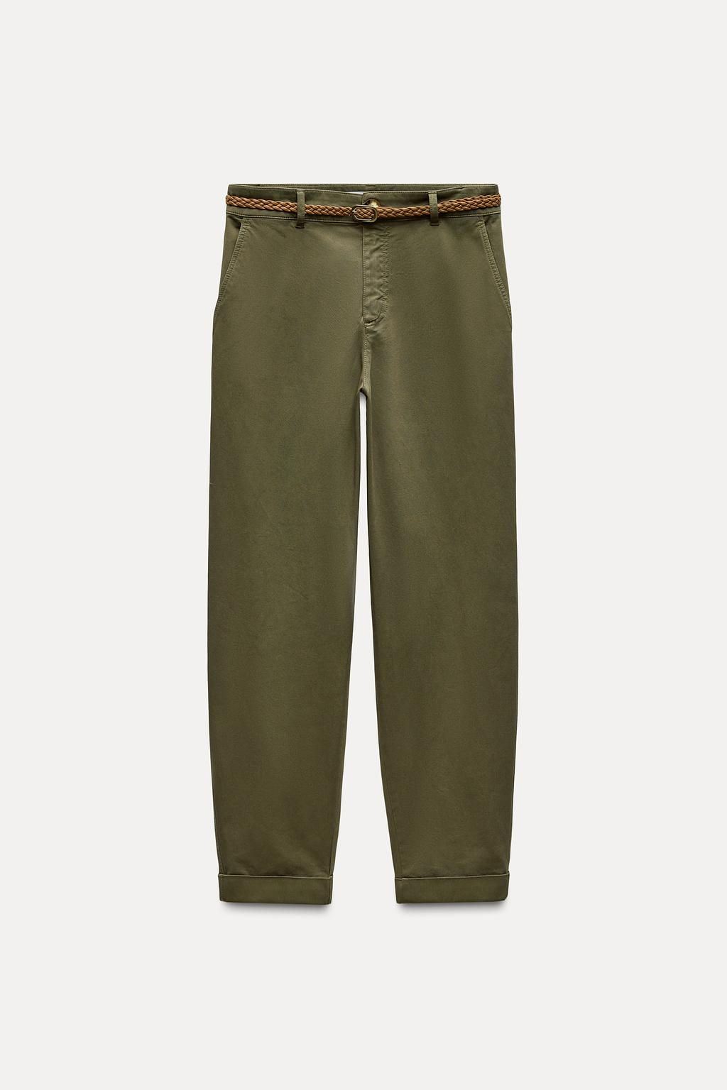 CHINO TROUSERS WITH BRAIDED BELT - Zara фото 28