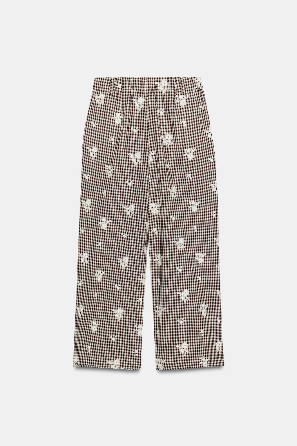PANTAL?N CULOTTE CUADROS BORDADOS SET / Marr?n / Crudo - Zara фото 7