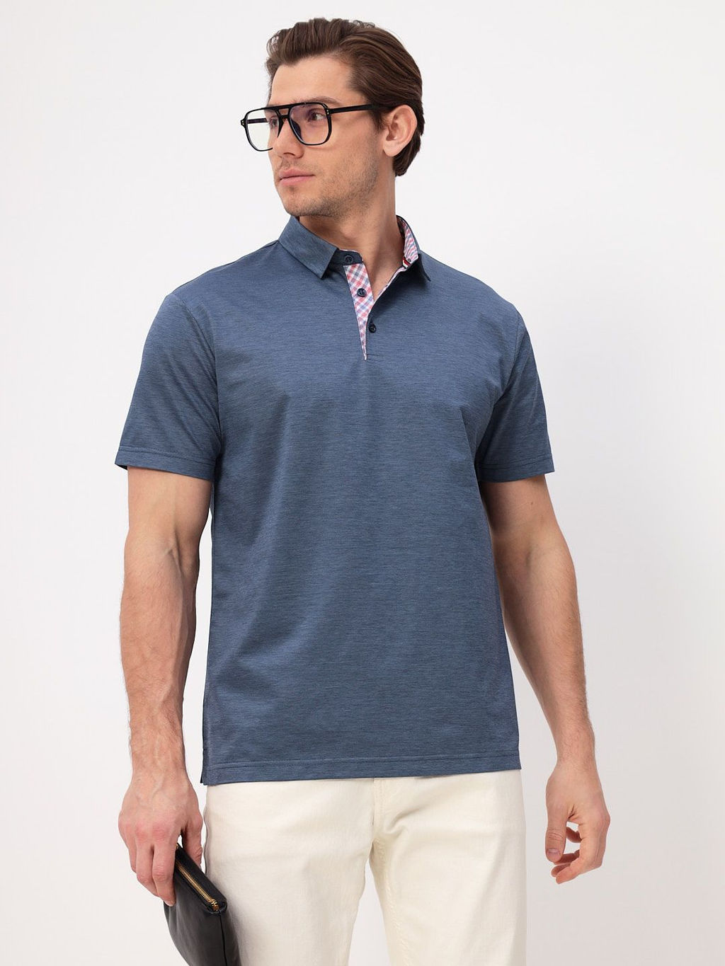 Джемпер мужской с воротником поло короткий рукав GREG G144-PM12-LT1638 (синий)  фото 13