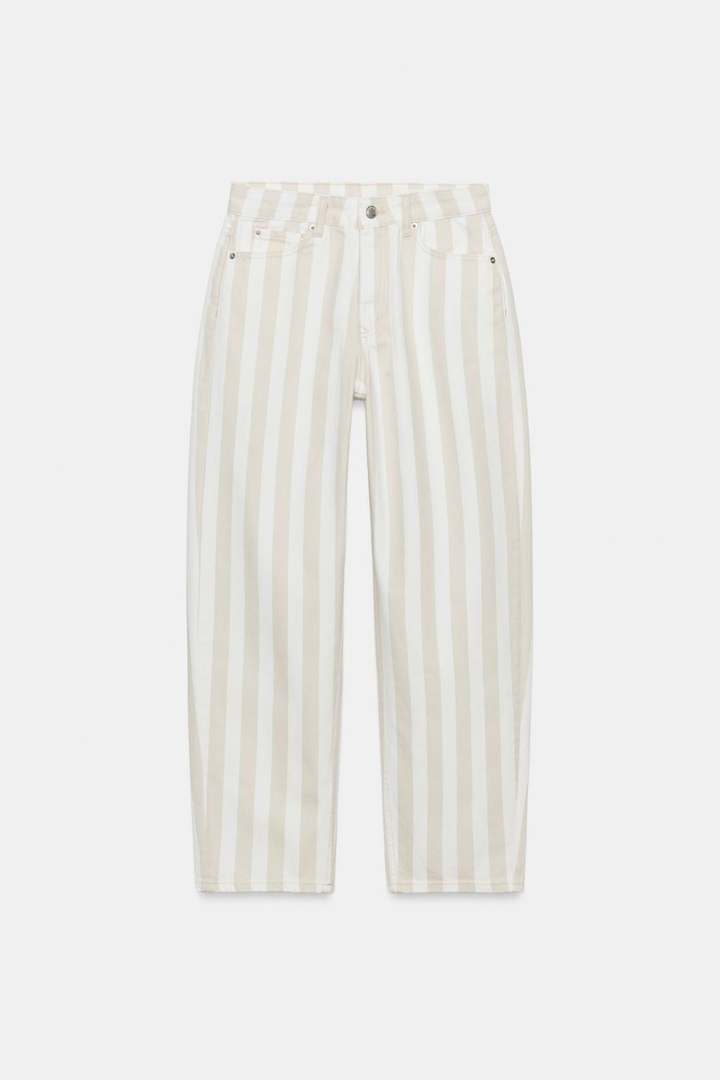 JEANS ZW COLLETION TAPERED TIRO MEDIO RAYAS / Crudo medio - Zara фото 12