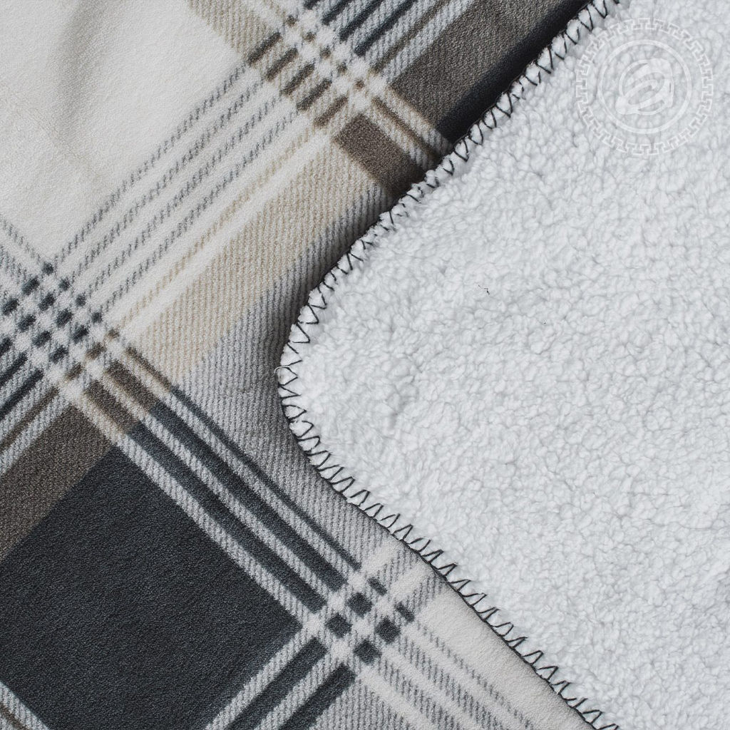 Плед флисовый Клетка сливки-серый 220*200 Пледы Клетка - Артпостель фото 2