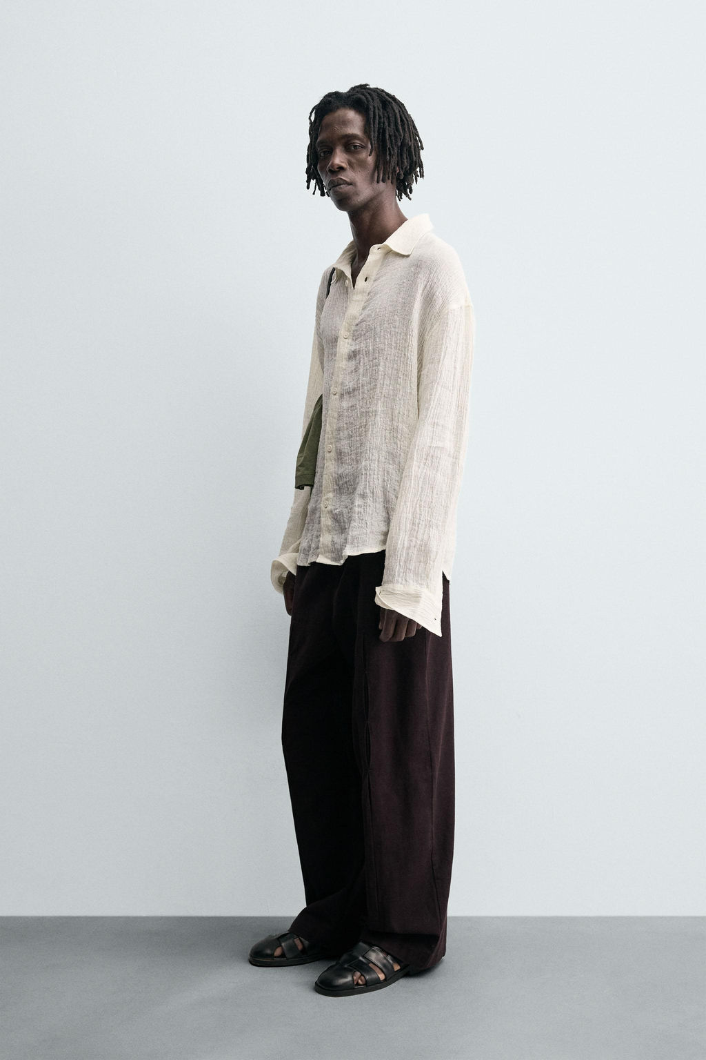 100% CRINKLED LINEN SHIRT - Zara фото 4