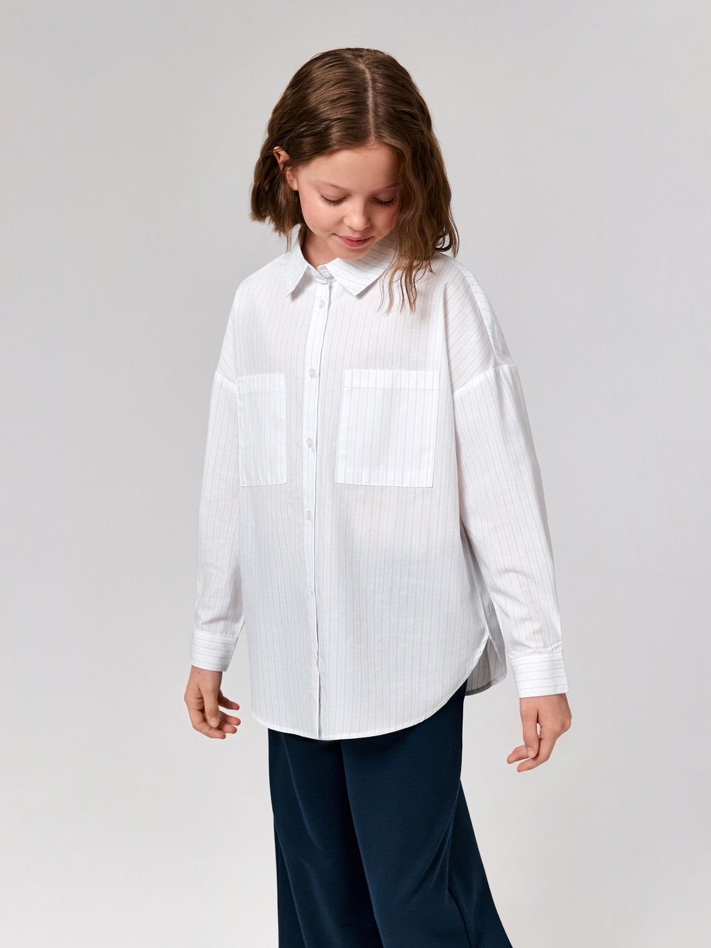ACOOLA / Блузка детская для девочек Kort голубая полоска  фото 6
