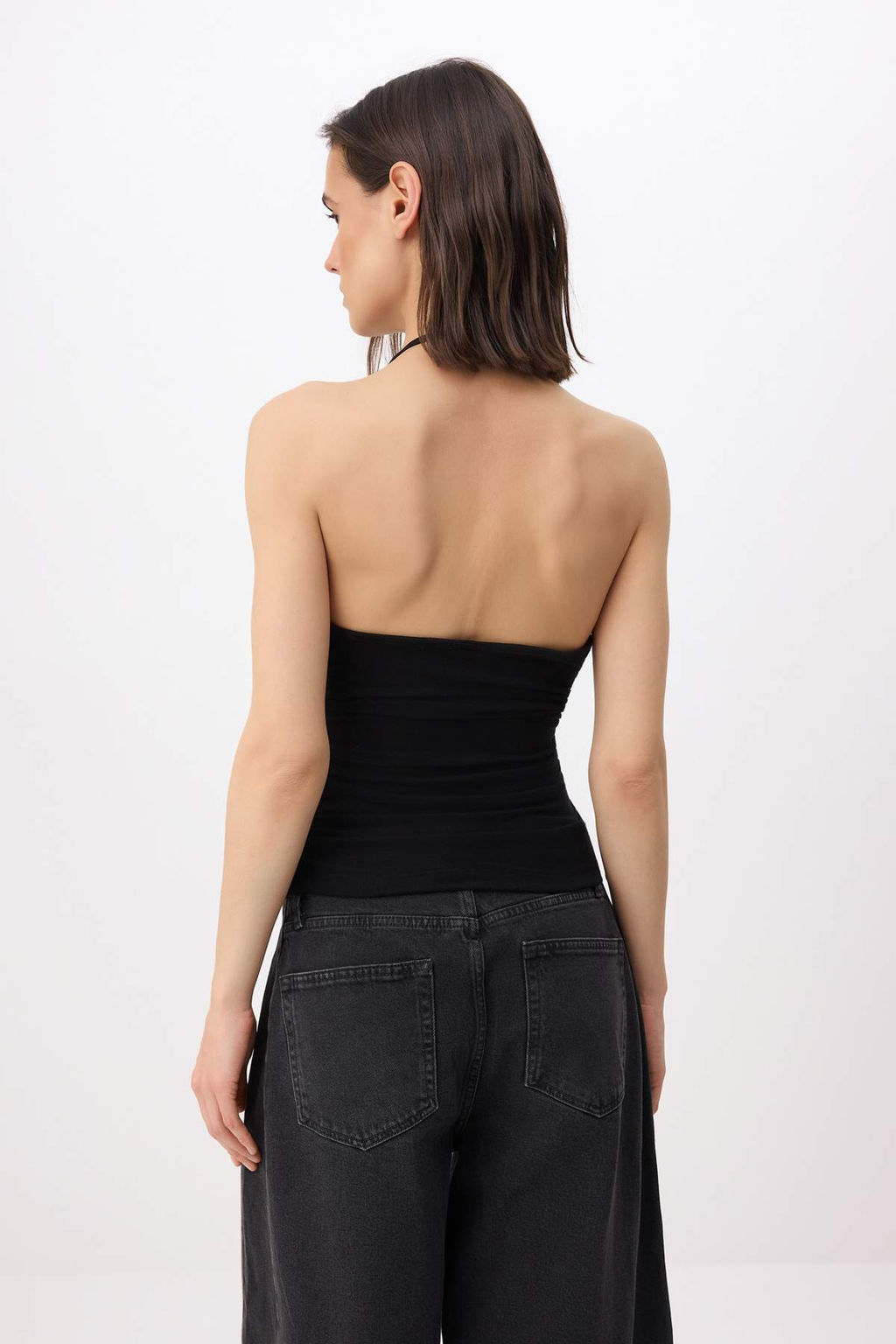 Siyah Fitted/Vucuda Oturan Boyundan Baglamal? Kolsuz Yumusak Orme Bluz TWOSS26BZ00624 - Trendyolmilla фото 4