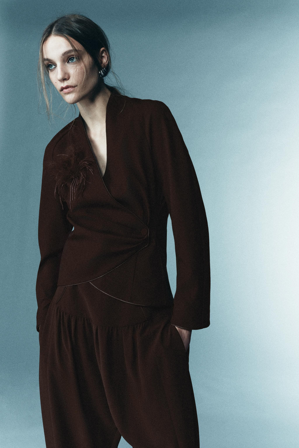 LIMITED EDITION DRAPED FEATHER SHIRT - Zara фото 2