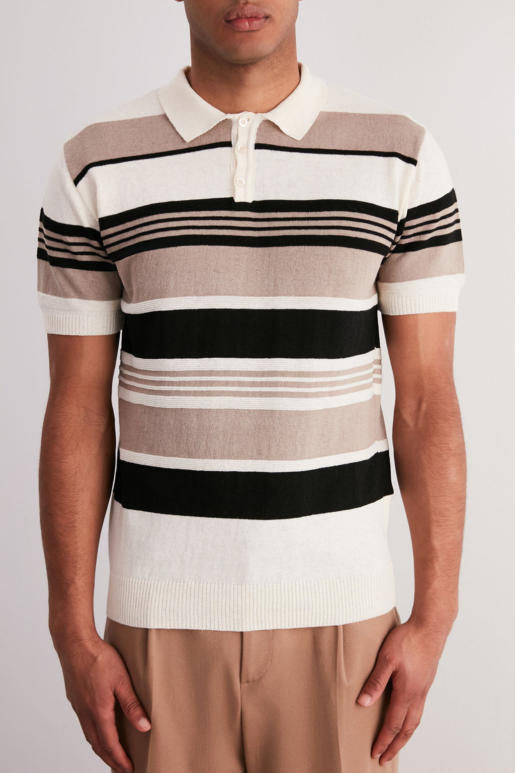 Cok Renkli Regular Fit Cizgili Triko Polo Yaka T-Shirt TMNSS24PO00003 - Trendyolmilla фото 4