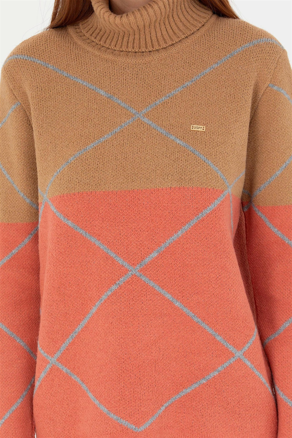 Женский свитер с высоким воротником песочного цвета Неожиданная скидка в корзине - U.s. polo assn фото 6