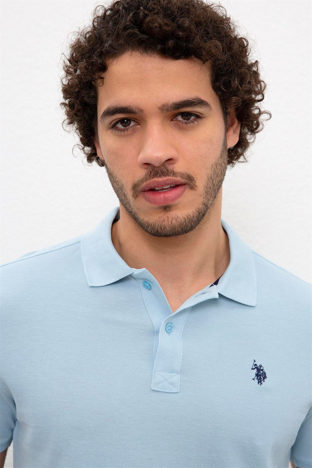 -67% Мужская открытая футболка с воротником поло цвета индиго Basic