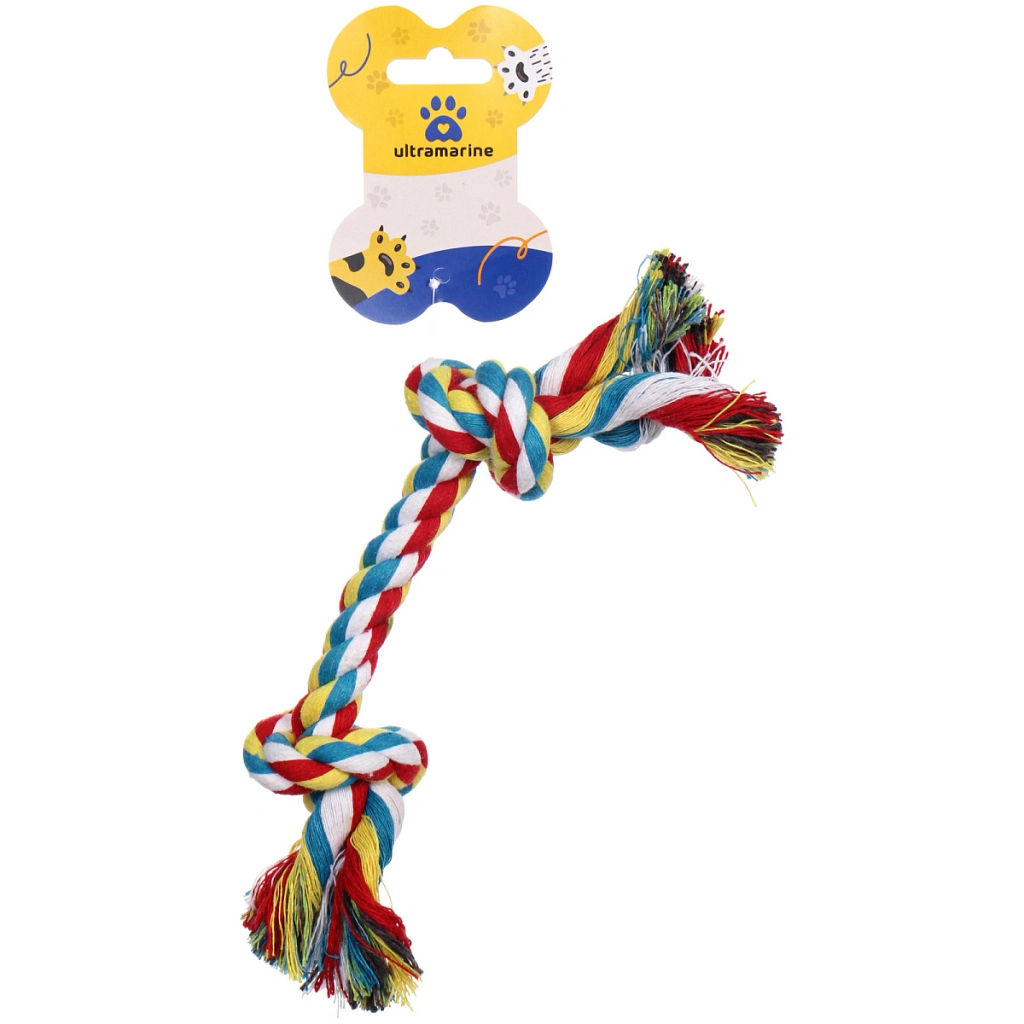 Цена за 6 шт. Игрушка - канат грейфер для собак мелких и средних пород "ПОИГРАЙКА", цвет красный/синий, 23см