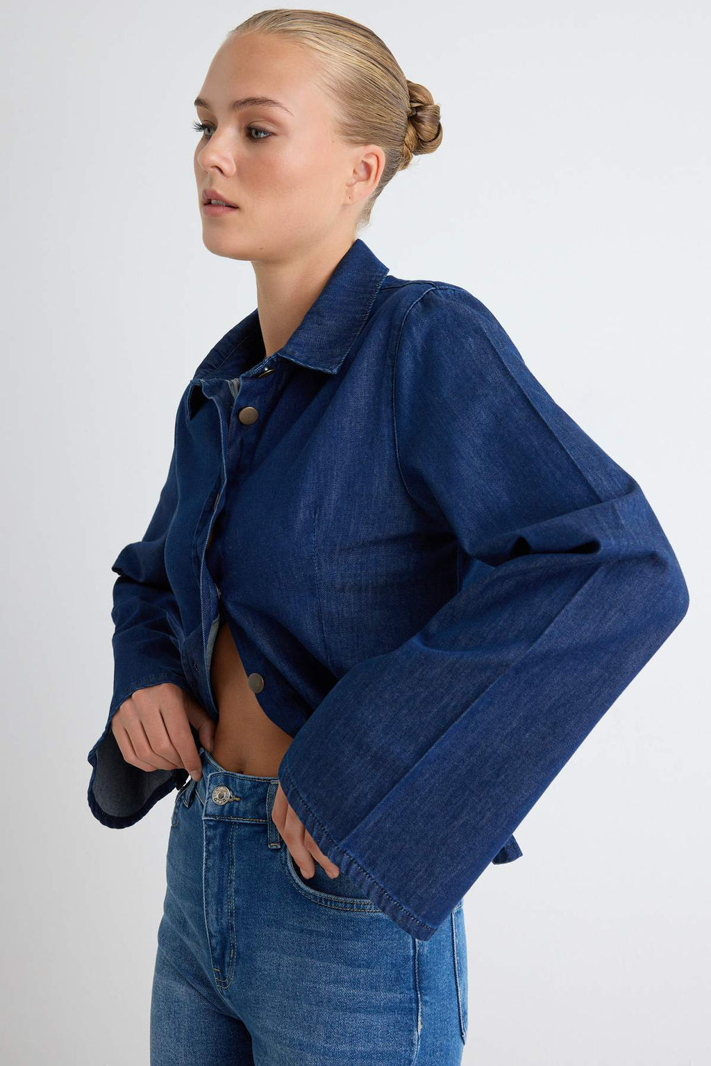 Koyu Mavi Uzun Kollu Denim G_mlek TWOAW27GO00055 - Trendyolmilla фото 5