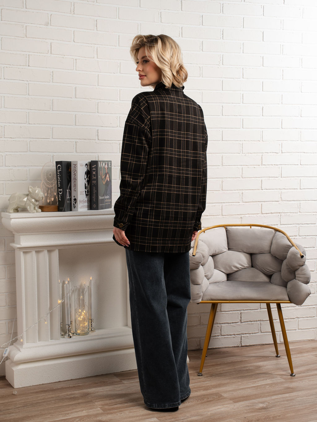 Рубашка с длинным рукавом Доротея (черная) Б14991-10М - Lt collection фото 3