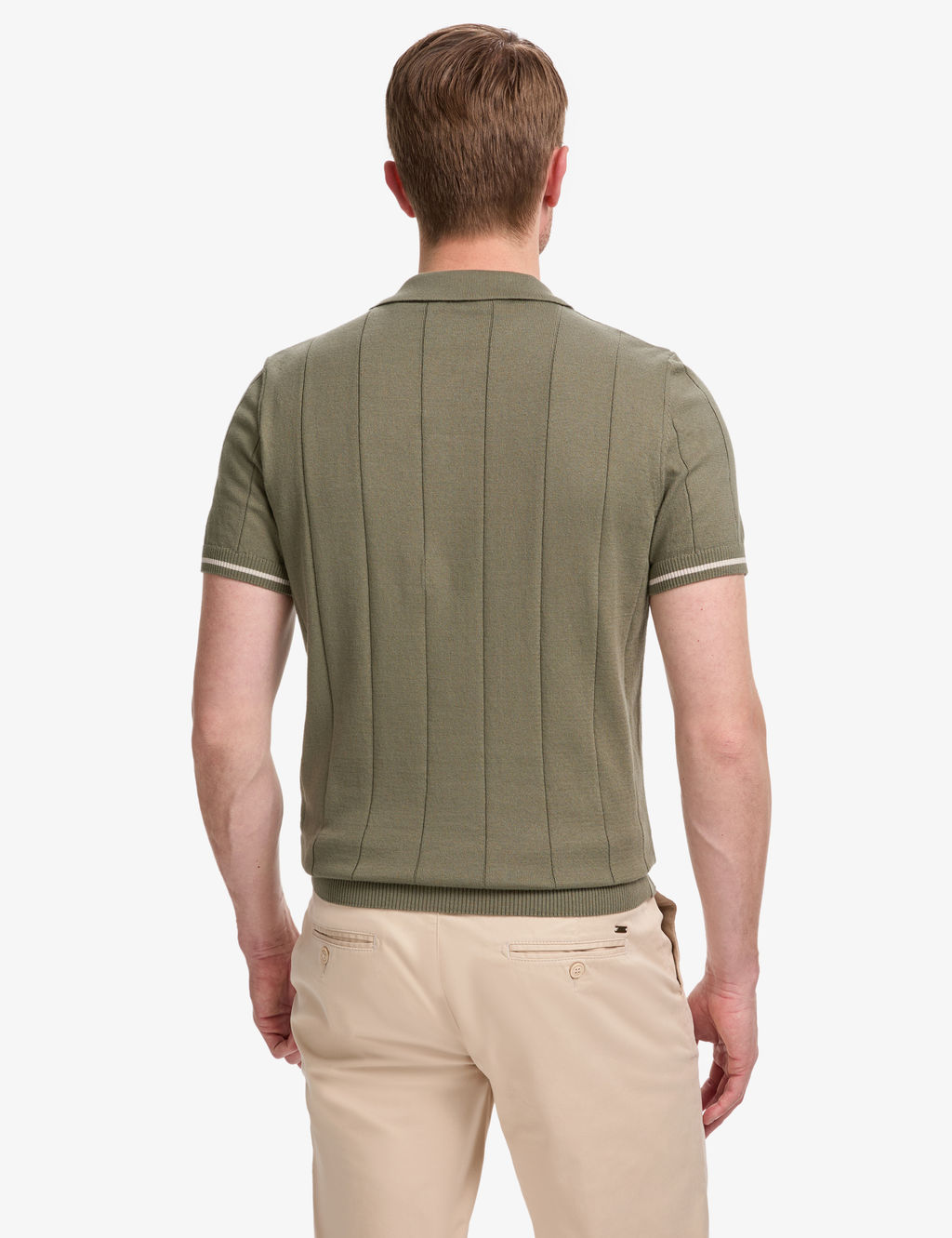 Haki Slim Fit %100 Pamuk Fermuarl_ Polo Yaka Triko Ti__rt