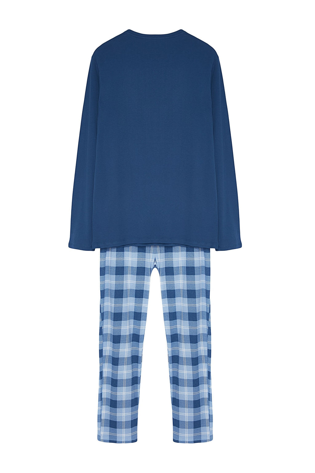 TRENDYOL MAN Mavi Regular Fit Ekose Orme %100 Pamuk Pijama Tak?m? TMNAW24PT00023 - Trendyolmilla фото 11
