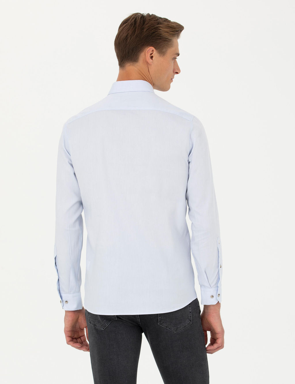 Голубая зауженная рубашка с длинным рукавом - Cacharel фото 5