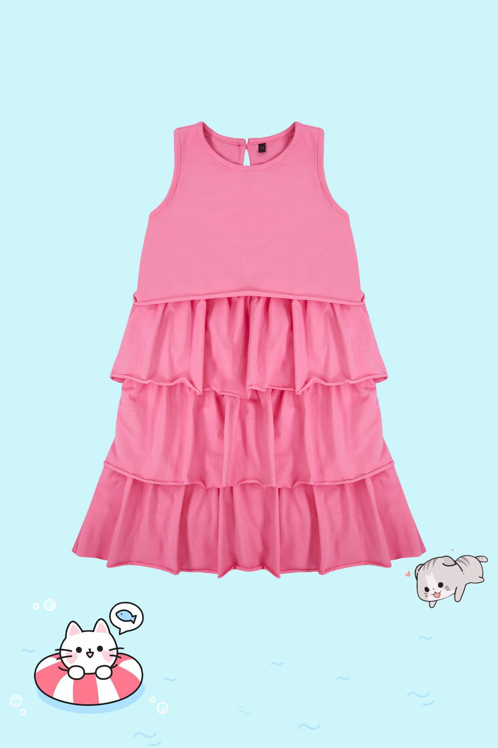 Pembe K?z Cocuk F?rf?rl? Pamuklu Kolsuz Bisiklet Yaka Bayraml?k Orme Elbise TKDSS24EL00001 - Trendyolmilla фото 3