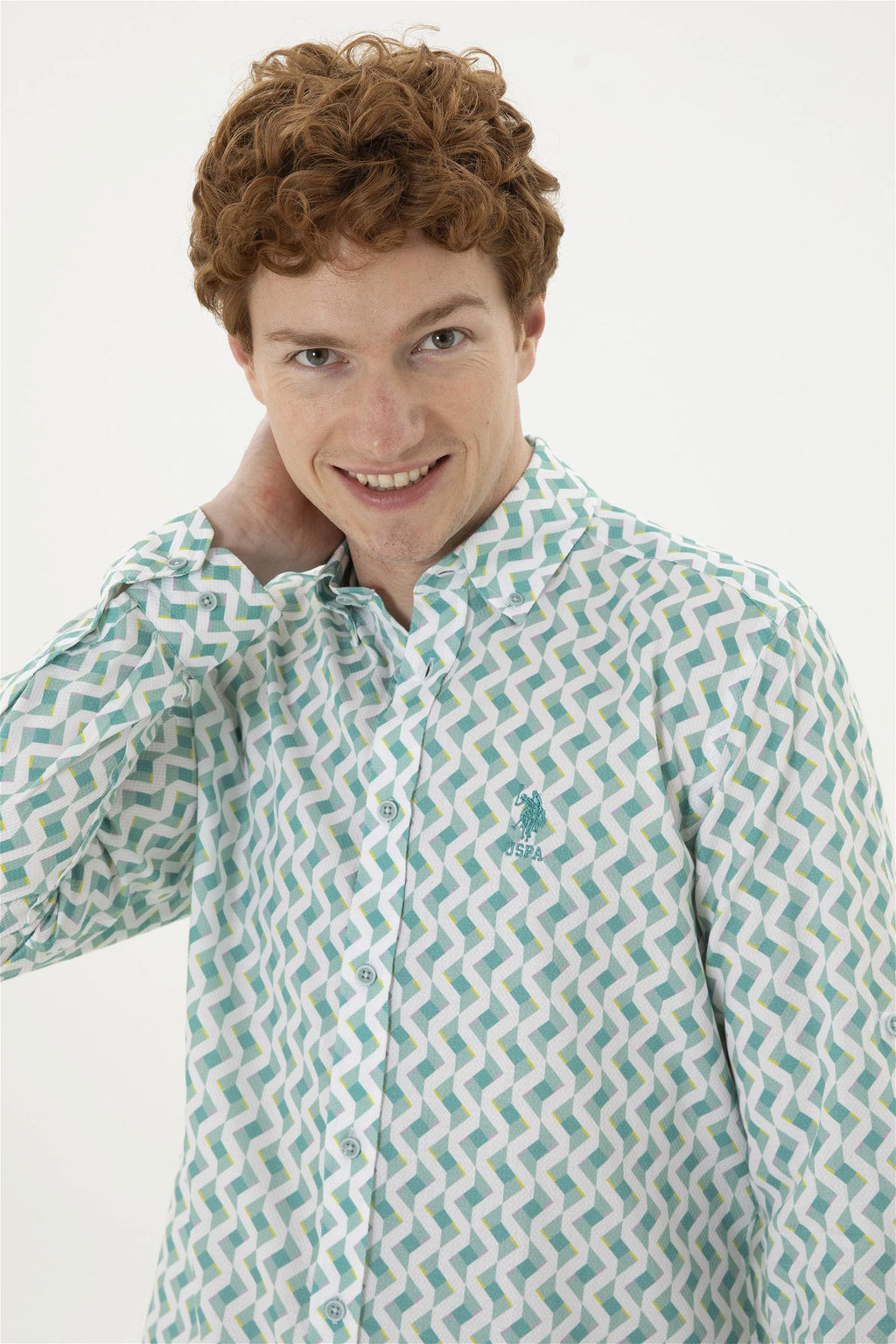 Мужская мятная рубашка с длинным рукавом - U.s. polo assn фото 2