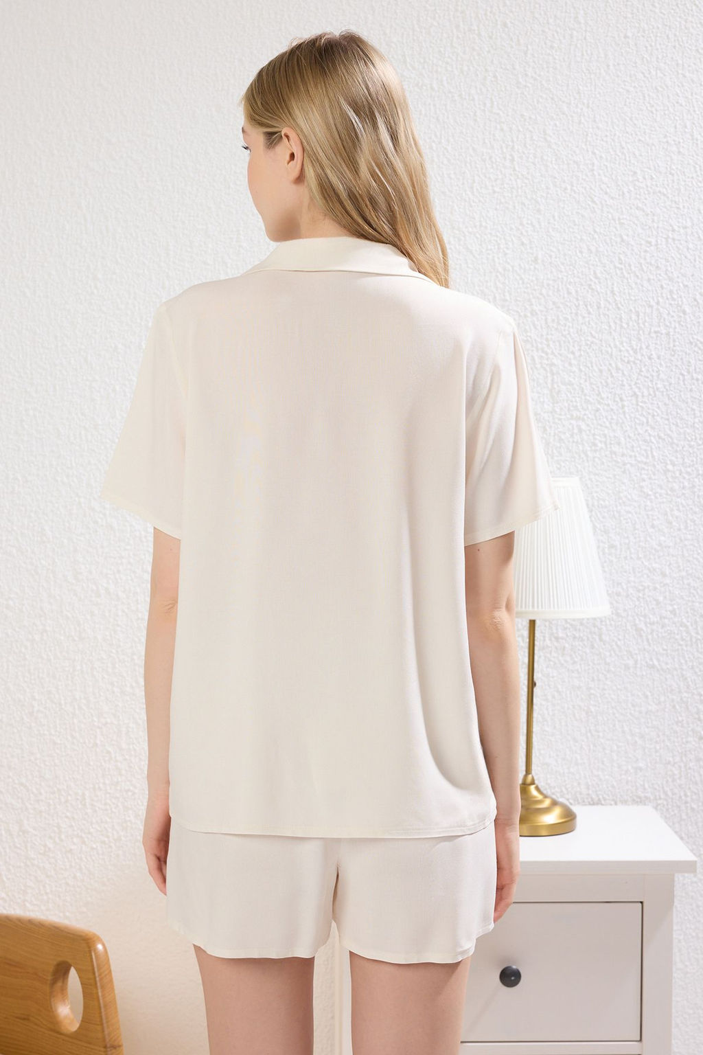 Trendyolmilla Pembe Fiyonklu/Baglamal? Viskon Sortlu Hamile Dokuma Pijama Tak?m? THMSS25PT00191  фото 11