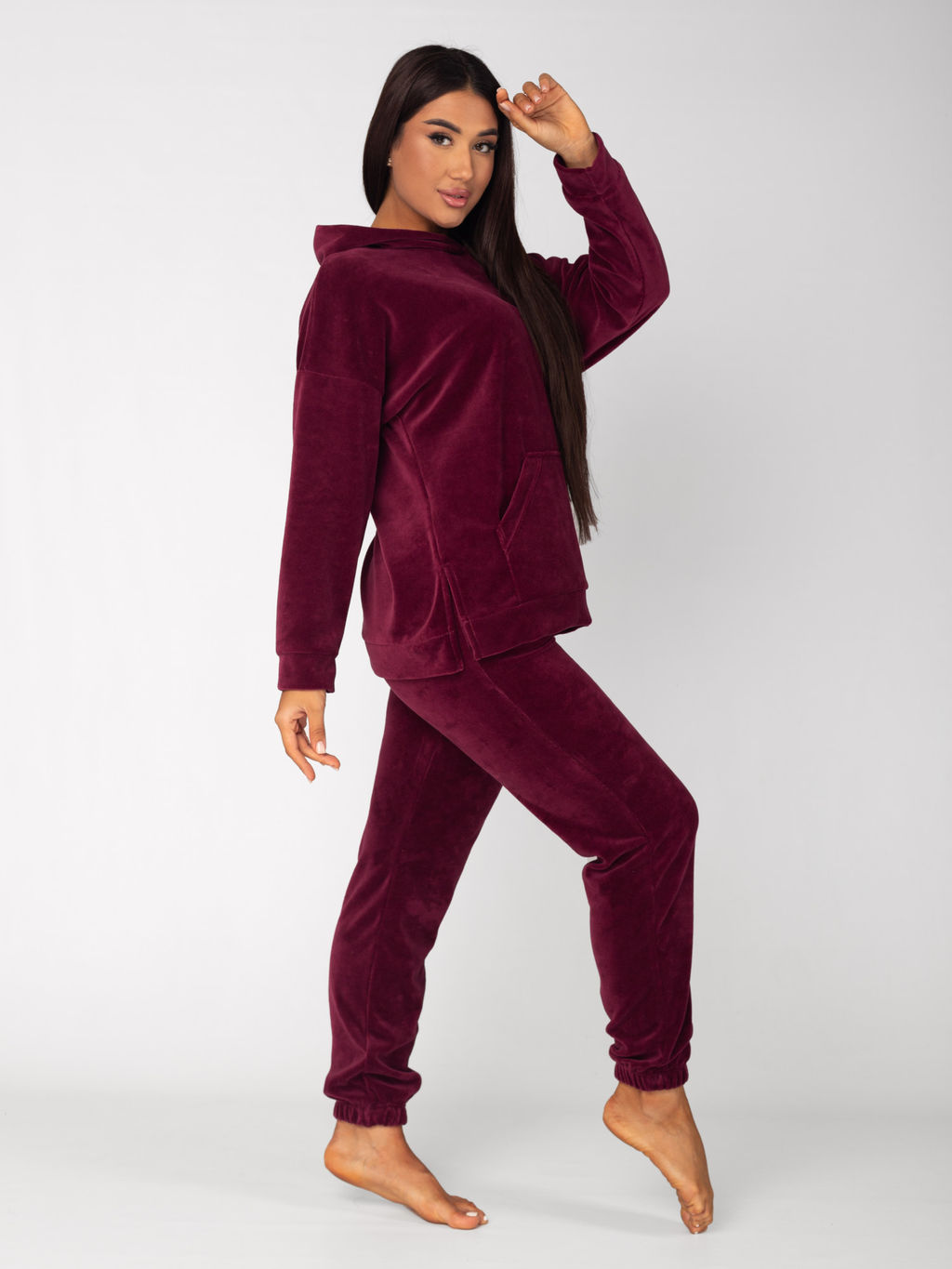 Костюм женский велюровый Аиша бордо - Domtrik Домашний трикотаж фото 4