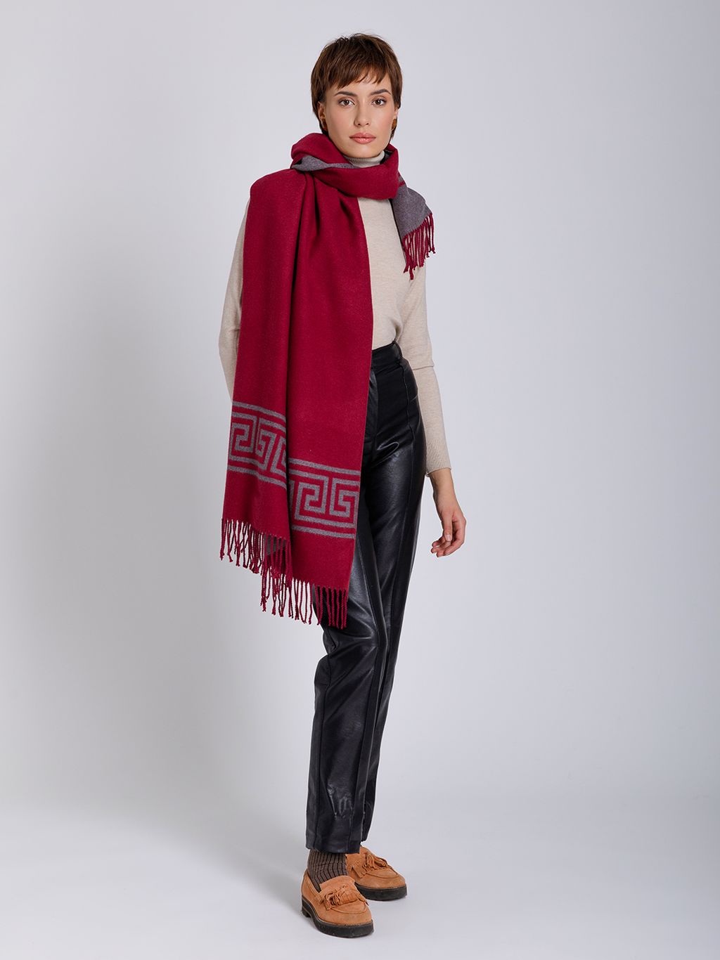 В составе шерсть и кашемир! теплый двусторонний палантин - Tantino фото 4