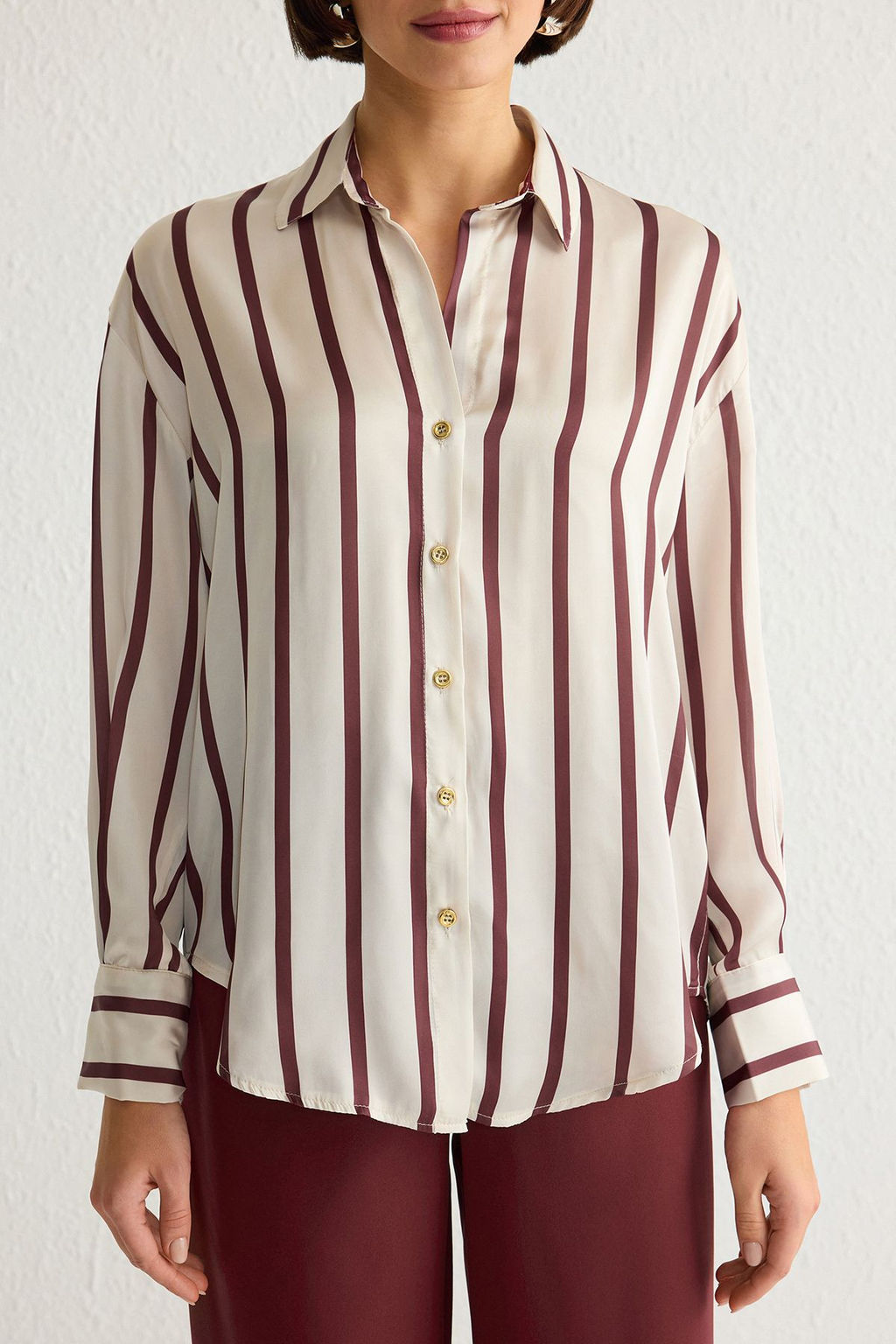 TRENDYOLMILLA K?rm?z? Cizgili Dokuma Gomlek TWOAW24GO00016  фото 11