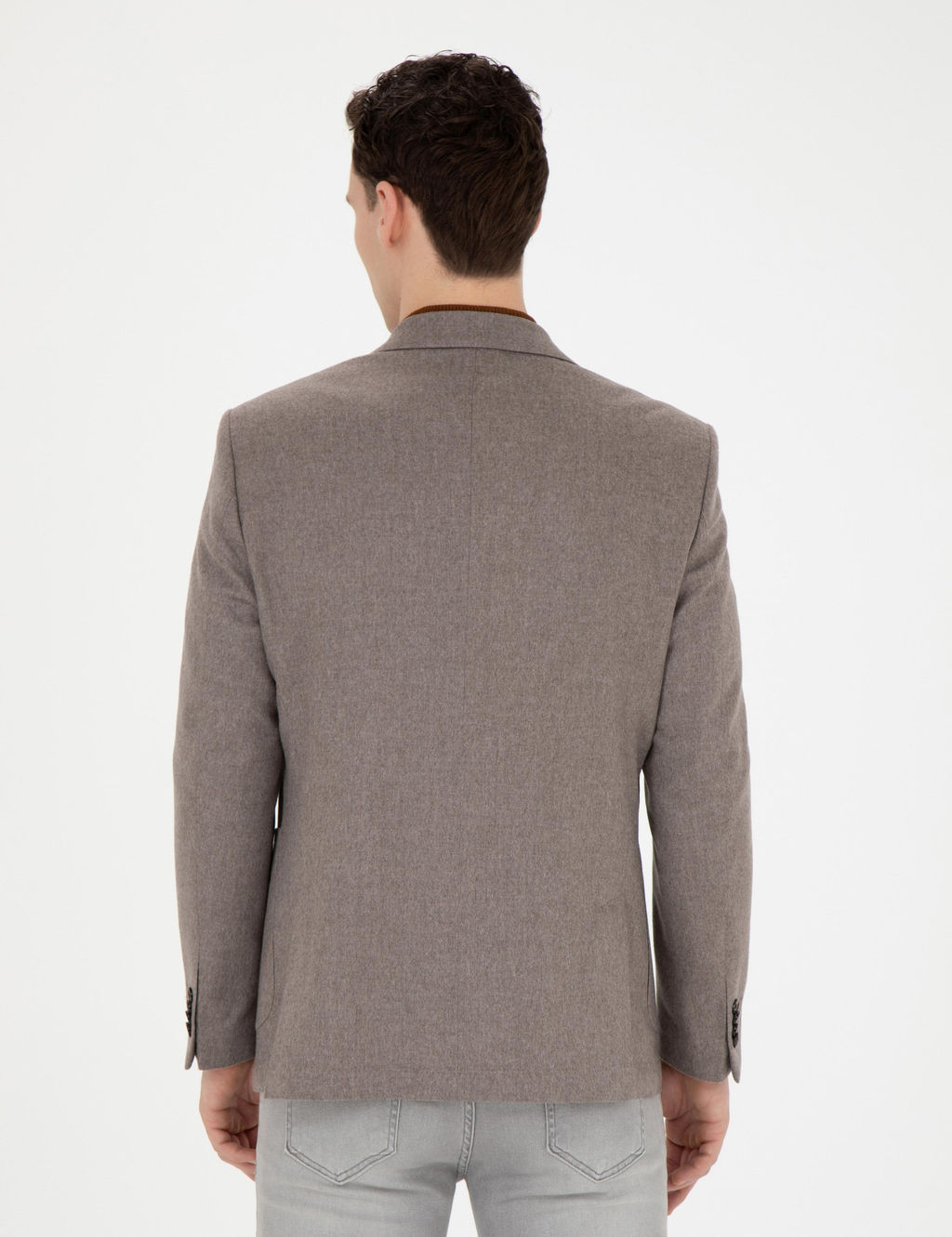 A__k Kahverengi Slim Fit %100 Ka_mir Ceket