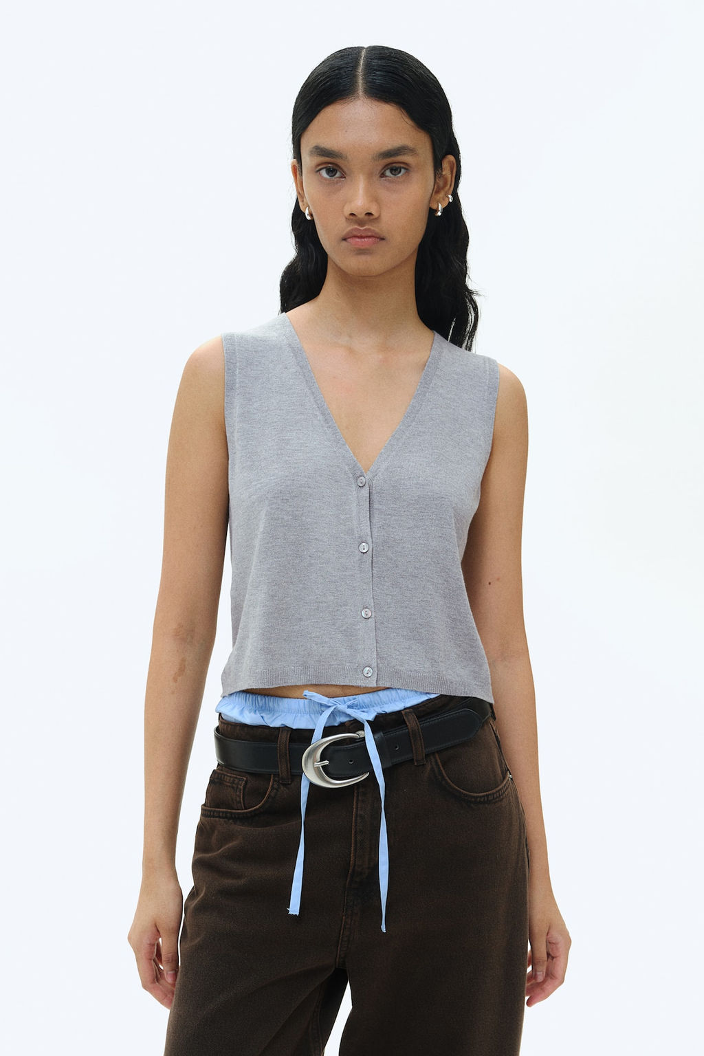 Sueter sin mangas con botonadura frontal - H&m фото 2