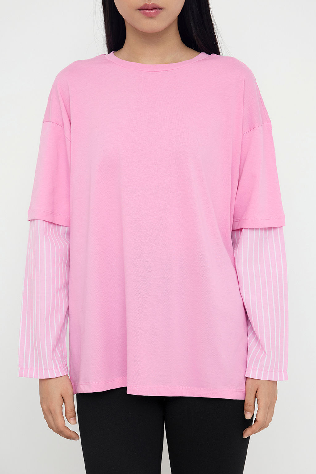 Teen Antrasit Dokuma Garni Detayl? Oversize/Genis Kal?p Uzun Kollu Orme T-Shirt TWOAW26TS00003 - Trendyolmilla фото 3