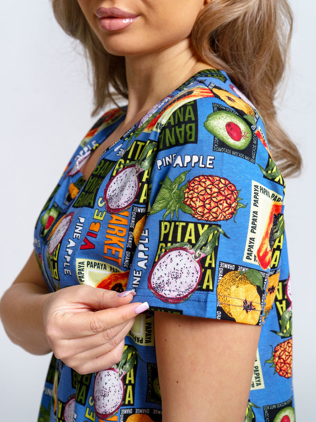 924 Халат "Тропики/голубой"