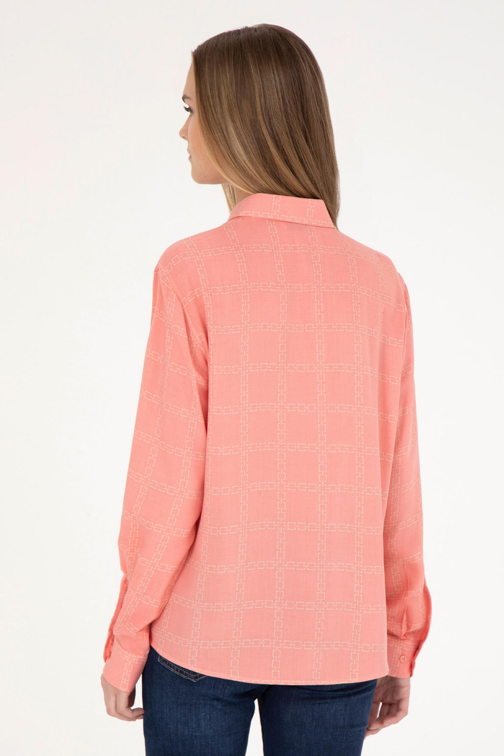 Женская рубашка лососевого цвета с длинным рукавом Неожиданная скидка в корзине - U.s. polo assn фото 5